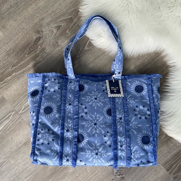 💙 Roller Rabbit x Target Star Medallion Fringe Canvas Tote Bag Blue - Picture 9 of 9